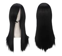 GHK Mode Pas Cher 60 cm Longue Droite Perruque Cosplay Anime Résistant À La Chaleur Synthétique Cheveux Pourpre Bleu Marron Noir Blanc Perruques Pour Femmes noir