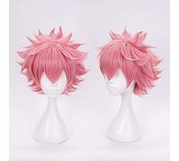 GHK Mon Académie Boku Aucun Héros Académie Mina Ashido Vague Naturelle Courte Rose Cheveux Hommes Femmes Synthétique Cosplay Perruque