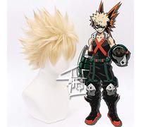 GHK Mon Boku Pas De Héros Académie Bakugou Katsuki Bakugo Courte Perruque Blonde Cosplay Costume Résistant À La Chaleur Synthétique Cheveux Perucas