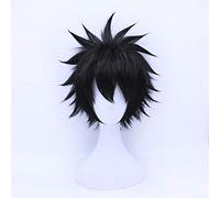 GHK Mon héros Academia Dabi Perruque cosplay courte Cheveux noirs Synthétique Boku aucun héros Academia Halloween Cosplay perruques + bonnet gratuit