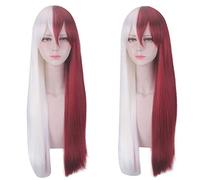 GHK Mon héros Academia Todoroki Shoto Perruque Longue Cosplay Costume Boku no Hero Academia Cheveux Rouges et Blancs Halloween Party Perruques Pour Femmes