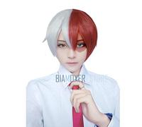 GHK Mon héros Académie Boku no Hiro Akademia Shoto Perruques Cosplay Todouti Shouto Blanc Et Rouge Résistant À La Chaleur Cosplay Perruque Costume