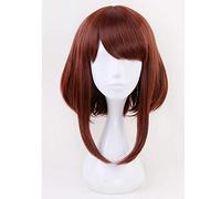 GHK Mon héros Académie Boku no Hiro Akademia Uraraka Ochako Perruque Cosplay Court Auburn Bobo Costume Synthétique Résistant À La Chaleur Cheveux Femmes