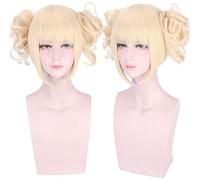 GHK Mon Héros Académie Traverse mon corps Blonde Courte Perruque Cosplay Synthétique Cheveux Anime Costume De Halloween Perruques Pour Femmes Avec Des Queues De Cheval Bouclées
