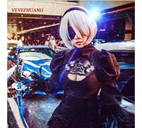 GHK NieR: Perruque Cosplay Bobo Blanche avec Automne 2B YoRHa N ° 2, Type B courte + ruban noir gratuit