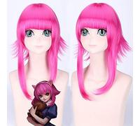 GHK Nouveau Jeu LOL Annie Cosplay Perruques Pour Les Femmes 45 cm League of Legends Rose rouge Résistant À La Chaleur Synthétique Cheveux Perucas Perruque Cosplay
