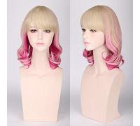 GHK Nouvelle Rose Net Harajuku Lolita Court Ondulé Blonde Rose Ombre Cosplay Perruque Cheveux Synthétiques Halloween Costume Partie Play Perruques Pour Les Femmes