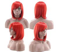 GHK Pas Cher Bob Perruque Avec Une Frange Rouge Rose Bleu Violet Cheveux Blonds Synthétique Costume D'Halloween Pour Femmes Courte Cosplay Perruques Pour La Fête 1