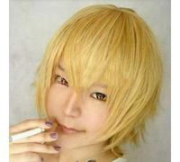 GHK Pas Cher Perruques Pour Hommes Cheveux Synthétiques Heiwajima Shizuo Halloween Costume Party Rouge Noir Noir Vert Rose Violet Jaune Blanc Cosplay Perruque jaune