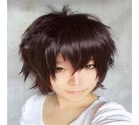 GHK Perruques Pas Cher Pour Hommes Cheveux Synthétiques Heiwajima Shizuo Halloween Costume Party Rouge Noir Noir Vert Rose Violet Blanc Blanc Perruque Cosplay brun foncé