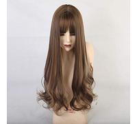 GHK Perruques Synthétiques Avec Des Franges Longues Raides Droites Bleu Pourpre Perruques Naturelles Pour Femme Cosplay Perruques Résistant À La Chaleur Fibre Perruques lc187