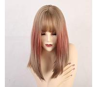 GHK Perruques Synthétiques Avec Des Franges Longues Raides Droites Bleu Pourpre Perruques Naturelles Pour Femme Cosplay Perruques Résistant À La Chaleur Fibre Perruques lc199