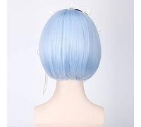 GHK Rem Ram Anime Cosplay Perruque Bleu Rose Cheveux Re: La vie dans un monde différent de zéro Synthétique Halloween Court Bob Perruques Pour Femmes Perruque bleue uniquement