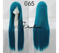 GHK Rose Net 100cm Long Straight Anime Cosplay Perruque Costume Cheveux Synthétiques Bleu Orange Pourpre Gris Bleu Argent Blanc Femme Perruques + Bonnet Bleu Foncé