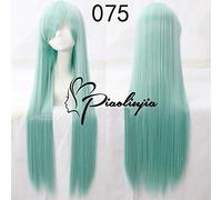 GHK Rose Net 100cm Longue Ligne Droite Anime Cosplay Perruque Costume Synthétique Cheveux Bleu Orange Violet Gris Bleu Argent Blanc Femme Perruques + Casquette 047