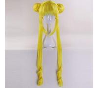 GHK Sailor Moon Tsukino Usagi Perruque Cosplay 90cm Cristal Long Jaune Citron Perruques Blonde Costume Résistant À La Chaleur Synthétique Cheveux Perucas Jaune