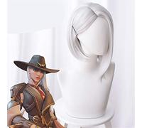 GHK Sliver Blanc Couleur Jeu Ashe Cosplay PerruquesCheveux Résistant À La Chaleur Synthétique Cheveux Perruque Cosplay Femmes