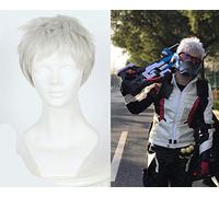 GHK Soldier 76 perruque courte en argent Comic-con Soldier 76 Cosplay Silver Grey Hair Fancy Costumes Game OW