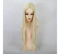GHK Synthétique Perruque Blonde Longue Ligne Droite Perruques pour Femme Cosplay Perruques Naturelles Or Clair Partie Centrale Résistant À La Chaleur Fibre Perruques