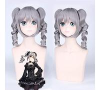 GHK THE IDOLM STER Perruque Cosplay Gris Gris Kanzaki Ranko Ranko Avec Double Ondulé Ponytails Cendrillon Anime Perruques Cheveux Pour Femmes 40cm