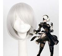 GHK Tsuki NieR Automata 2B Court Argent Blanc Perruque Cosplay Costume Party Play Perruques Synthétiques De Cheveux Pour Les Femmes