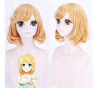 GHK Vocaloid Kagamine Rin D'or Perruque Courte Ondulée Cosplay Costume Synthétique Cheveux Halloween Party Play Perruques