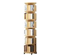 GHKFEJGDEN Bibliothèque rotative à 2/3/4/5/6 Niveaux, étagère rotative sur Pied en Bois Massif avec poulies, Support de Livre d'images pour Enfants domestiques (Couleur : Bois, Taille : 50 x 191 cm)