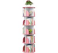 GHKFEJGDEN Bibliothèque rotative créative, étagère Ronde au Sol, étagère Multicouche réglable en Hauteur, Support de Rangement Multifonctionnel (Couleur : Rose, Taille : 40 x 66 cm)