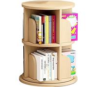 GHKFEJGDEN Bibliothèques Bibliothèque Étagère rotative à 360 ° Étagère de Sol en Bois Massif Support de Rangement pour Livres à la Maison Installation Simple (Couleur : Bois, Taille : 2 Couches)