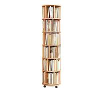 GHKFEJGDEN Bibliothèques Bibliothèque rotative à 360 ° Bibliothèque sur Pied en Bois d'hévéa Support à Livres sur roulettes Tour Bibliothèque Organisateur Meubles Parfaits