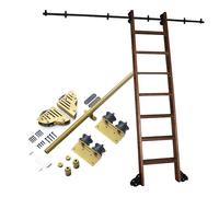 GHKFEJGDEN Kit Complet d'accessoires pour échelle coulissante de bibliothèque, Comprenant Un Rail de 100 à 730 cm (échelle Non Incluse) et Un système de roulettes (Rail de 122 cm).