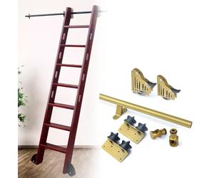 GHKFEJGDEN Kit Complet de Rail Coulissant doré pour bibliothèque, échelle Mobile de 1 à 7,3 m (sans échelle), pour Bureau ou loft (échelle Non Incluse).