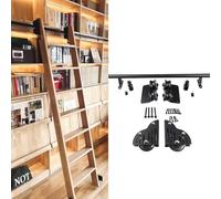 GHKFEJGDEN Kit d'échelle Mobile pour bibliothèque, 1 à 7,3 m, avec Rail de Guidage et système de roulettes métalliques (122 cm).