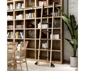 GHKFEJGDEN Rail Coulissant de 100 cm à 8 m, kit de Rail Tubulaire Rond pour échelle coulissante de bibliothèque (échelle Non Incluse), roulettes avec Frein pour bibliothèque/Grenier/Maison/intérieur.