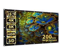 GHKJOK Écran de Projection d'intérieur de 150 Pouces, écran de Projection de Film 16:9, HD, Pliable, Lavable, Anti-Plis, intérieur et extérieur, écran de Projection de cinéma Maison