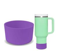 GHKLNY Lot de 2 coques de protection en silicone pour tasse Stanley Protection Bouteille d'eau Tasse Fond Bumper Cover pour Stanley Adventure 40 oz, 30 oz, 20 oz Accessoires (Violet 2 pièces, OD : 7,5