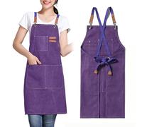 GHKLNY Tablier unisexe avec grandes poches, en toile de coton avec dos croisé, tablier de travail réglable, taille enfant à adulte, violet, adulte