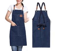 GHKLNY Tablier unisexe avec grandes poches, en toile de coton avec dos croisé, tablier de travail réglable, taille enfant à adulte, noir foncé, adulte
