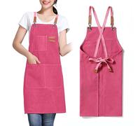GHKLNY Tablier unisexe avec grandes poches, en toile de coton avec dos croisé, tablier de travail réglable, taille enfant à adulte, rose, Enfant