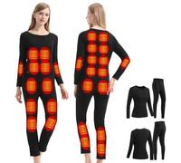 GHKWXUE Ensemble de sous-vêtements thermiques pour femme - 28 zones chauffantes - Chaleur intelligente - Hiver - Noir - Taille XL