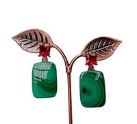 GHNQBAHID 18x27mm Rectangle Malachite red pave gold plated Earrings