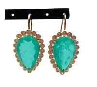 GHNQBAHID 22x33mm Big Teardrop Light Green Quartz Crystal Dangle Hook Earrings For Women
