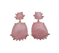 GHNQBAHID 23mm Rose Quartz Earrings Rose Gold Plated Crystal Earrings