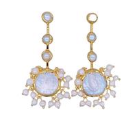 GHNQBAHID 24mm Cultured White Coin Pearl Large Coin Pearl Earrings Fashion Jewelry