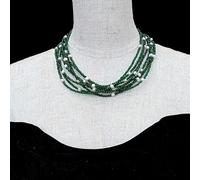 GHNQBAHID 8 Rows 3.5mm Green Crystal Cultured 4-5mm White Pearl Necklace 17.5" Multi Strands Fashion Jewelry