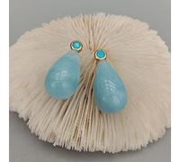GHNQBAHID Aquamarine Teardrop Stud Earrings Gold Plating Blue Gem Stone Earrings For Women