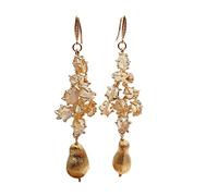 GHNQBAHID Citrine Earrings Gold Plated Hook Earrings Stone Gemstone Beads For Women