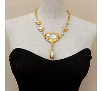 GHNQBAHID Cultured White Keshi Flower Freshwter Pearl Gold color Chain pendant Necklace 20"