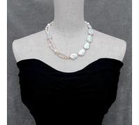 GHNQBAHID Cultured White Keshi Pearl Asymmetric Necklace Designer Women Jewelry