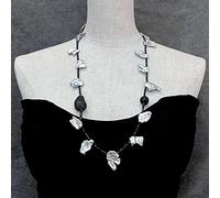GHNQBAHID Faceted Black Spinel Cultured Gray Keshi Pearl Pave Bead Long Necklace For Women Choker Necklaces Jewelery